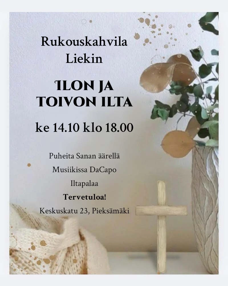 Ilon ja Toivon Ilta 14.10.26, Musiikissa DaCapo, Keskuskatu 23, Pieksämäki